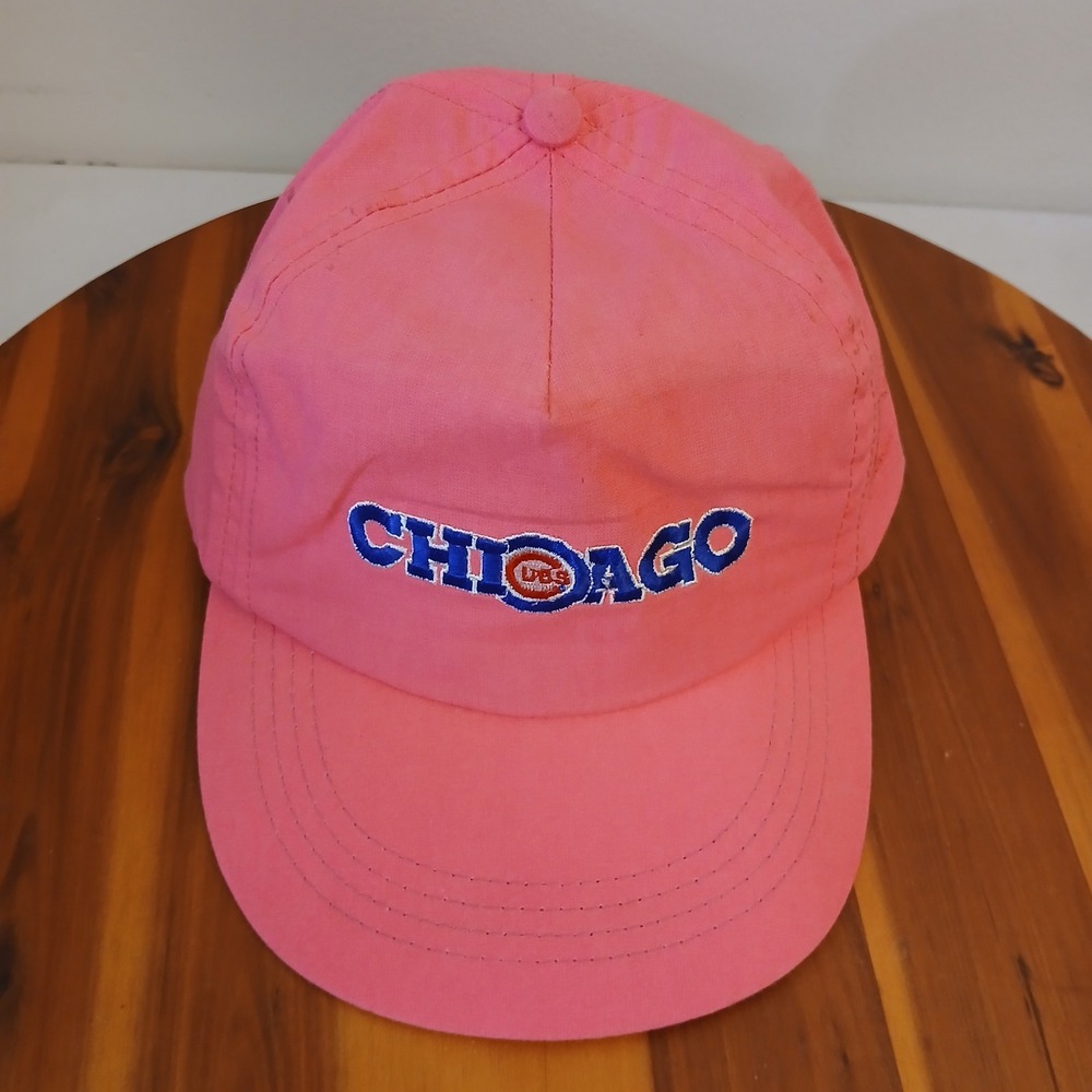 Vintage Chicago Cubs MLB Men OS Pink Baseball Cap Hat Annco Snapback